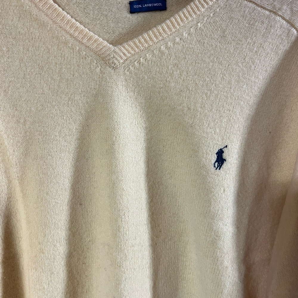 Ralph Lauren Men's XL Yellow V-Neck Sweater With Black Pony Logo - Picture 4 of 11